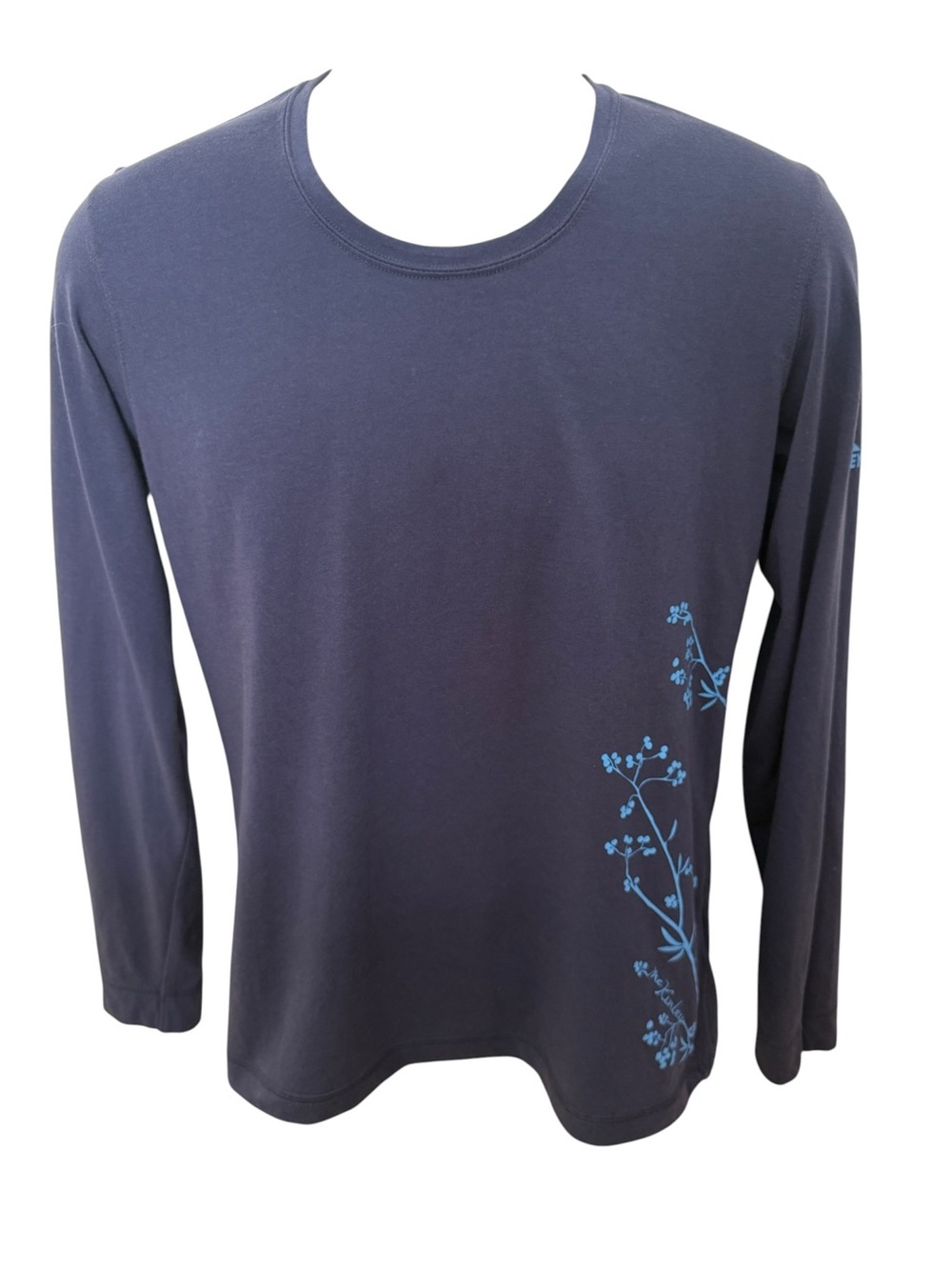 McKinley Floral Navy Long Sleeve Tee Shirt Women M Medium